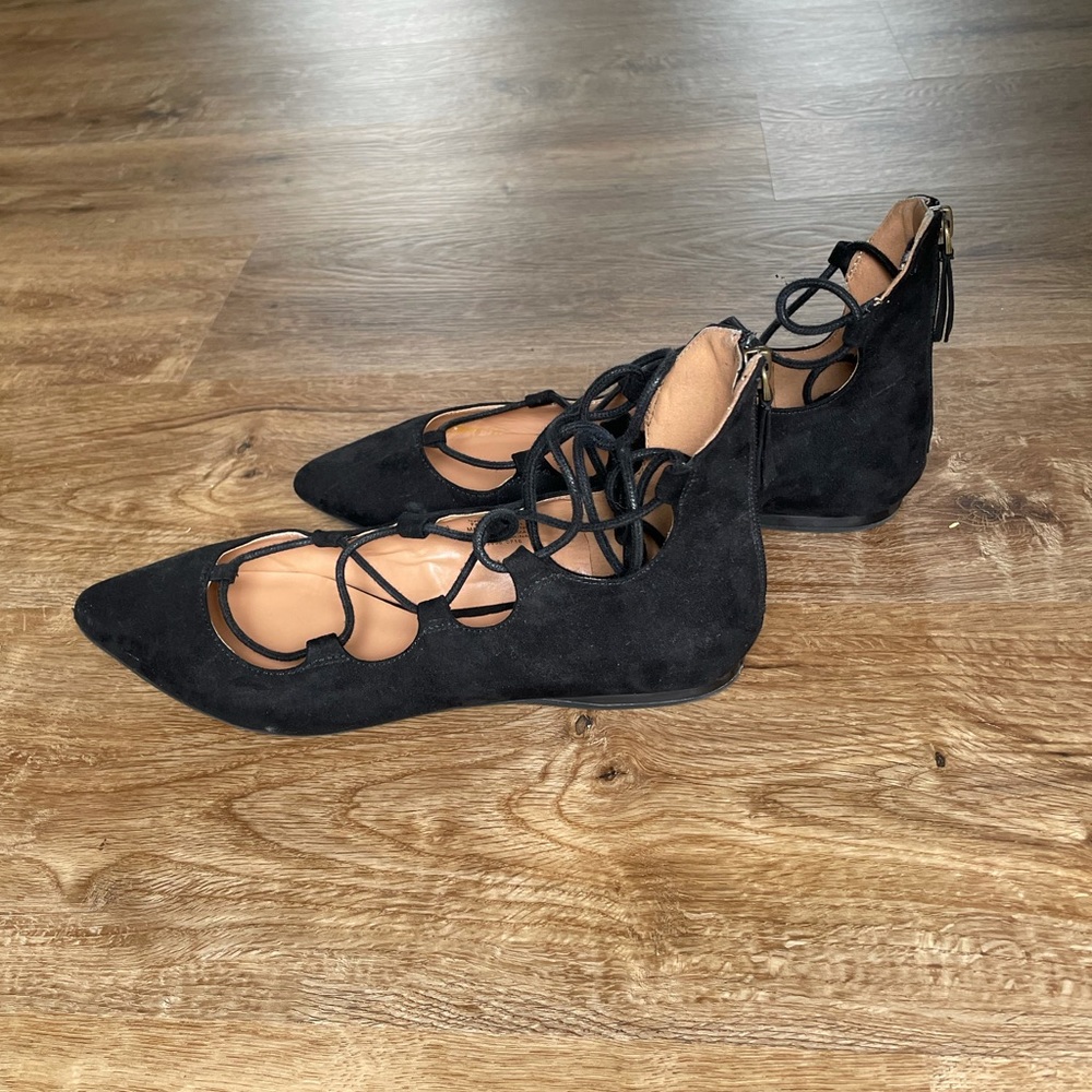 Black Signmeup Lace Up Flats